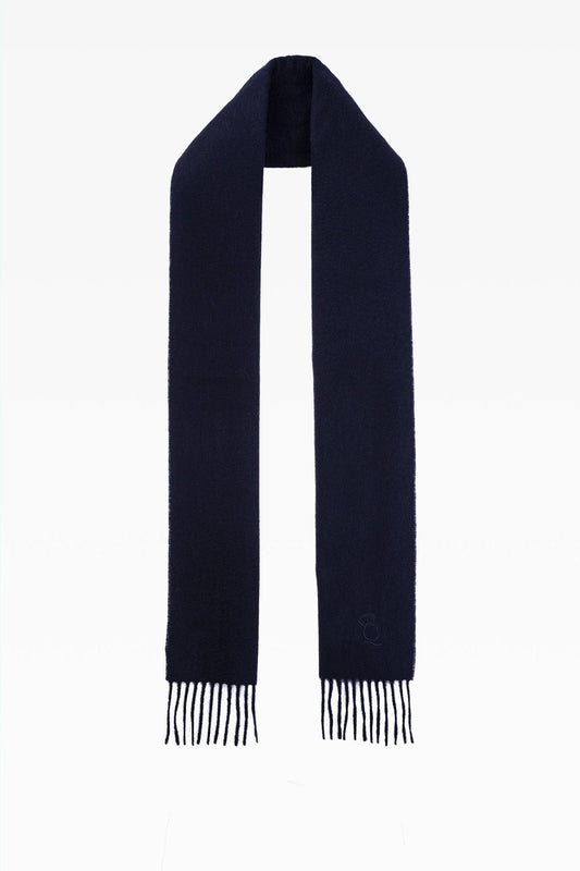 Blake Plain Navy Lambswool Scarf: Knitwear Queen Premium Winter Essential