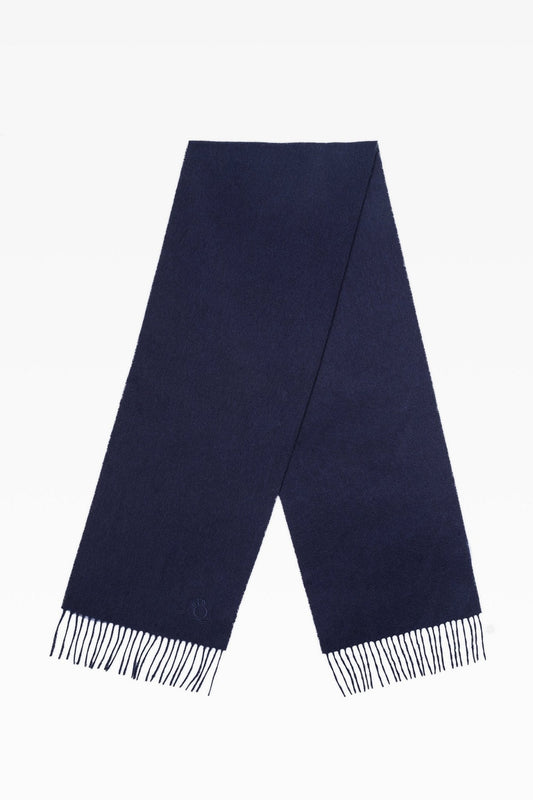 Blake Plain Navy Lambswool Scarf: Knitwear Queen Premium Winter Essential