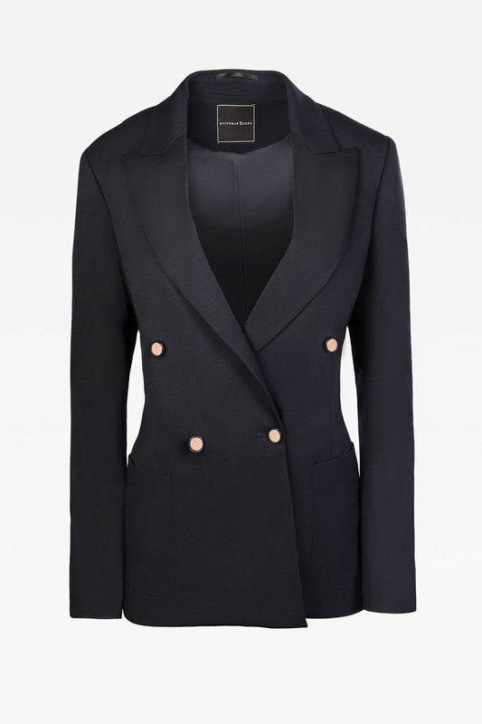 Carrie Navy Double Breasted Jacket: Tailored Elegance Essential for Modern Women