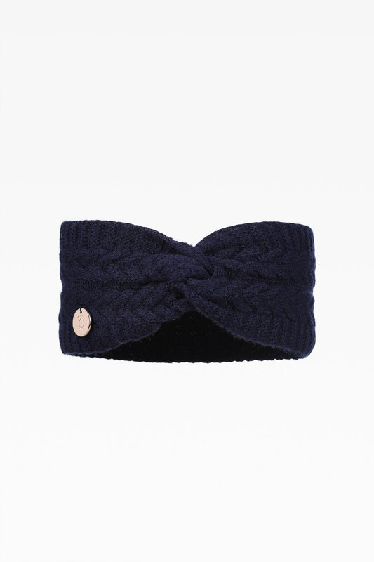 Georgie Ladies Cashmere Cable Headband in Navy: Elegant Warmth