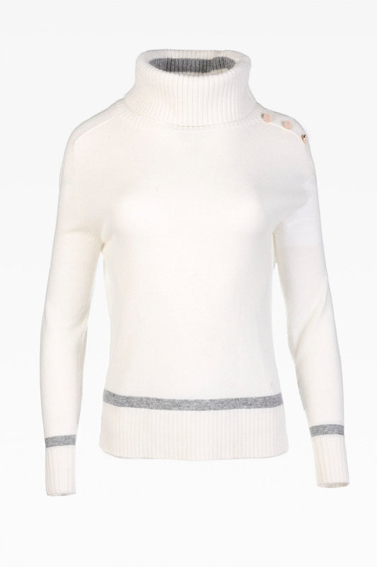 Ivy Ladies Roll Neck in Angel White: Cashmere & Wool Blend