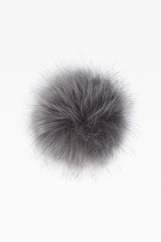 100% Faux Fur Pom Pom Dark Grey