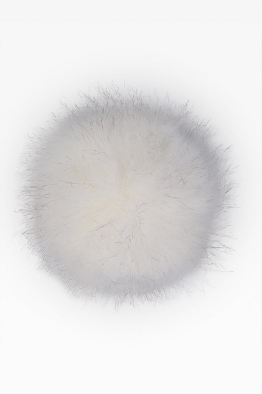 100% Faux Fur Pom Pom White/ Black Tip