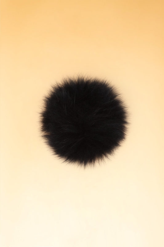 100% Real Fur Pom Pom Black