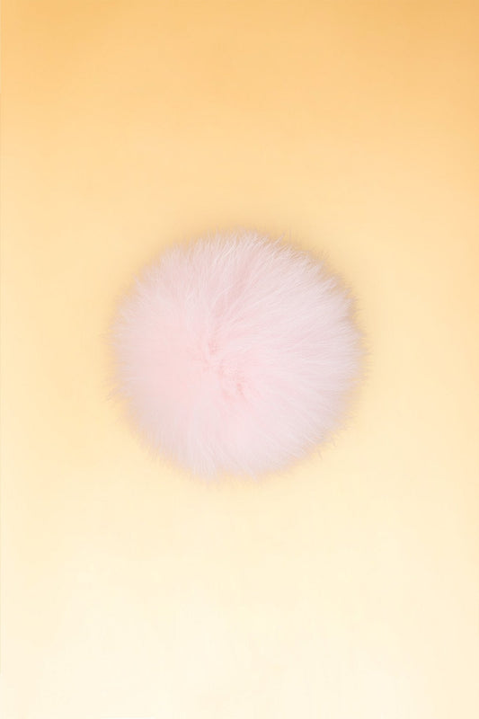 100% Real Fur Pom Pom Pastel Pink