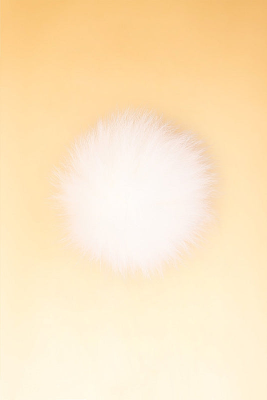 100% Real Fur Pom Pom White