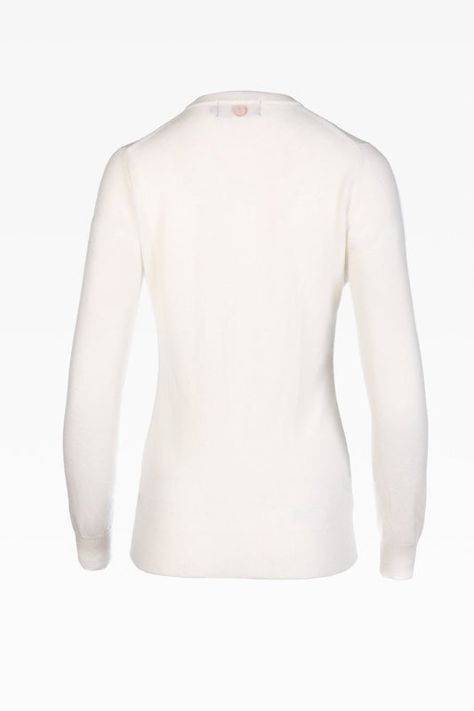 Ella Ladies Crew Neck in Angel White: Premium Cashmere & Wool Blend