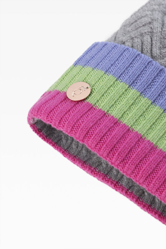 Andie Stripe Pom Hat - Faux Fur