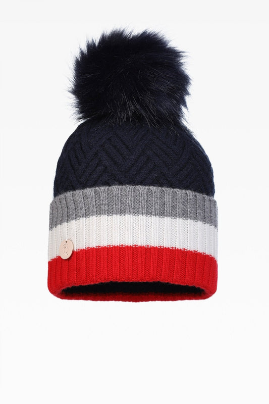 Andie Stripe Pom Hat - Faux Fur