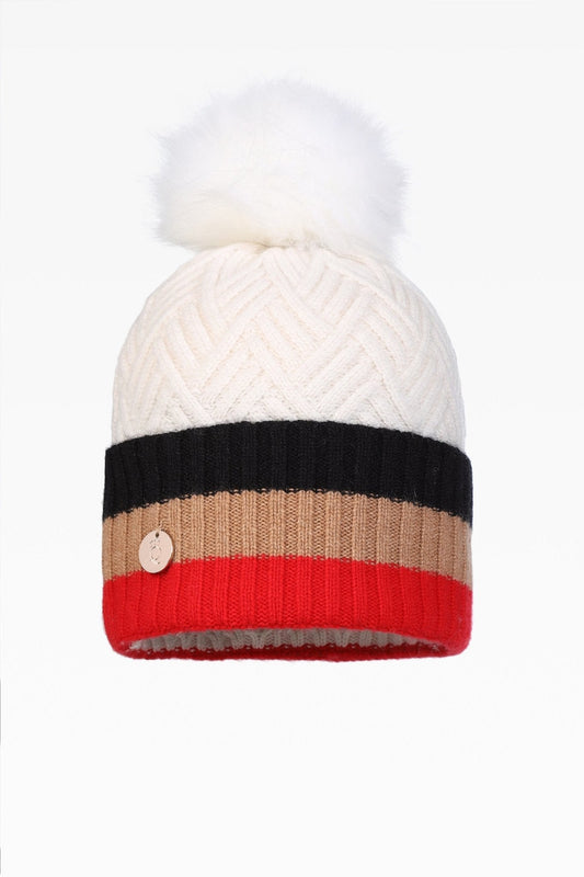 Andie Stripe Pom Hat - Faux Fur