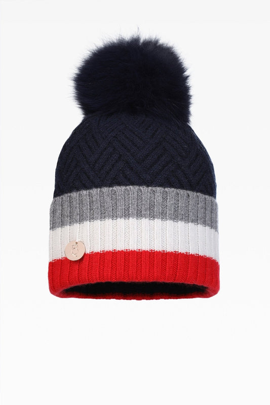 Andie Stripe Pom Hat - Real Fur