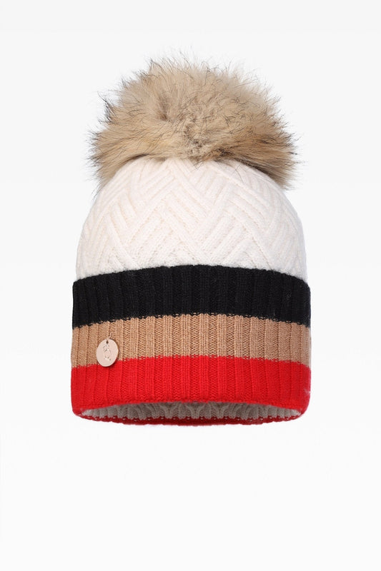 Andie Stripe Pom Hat - Real Fur