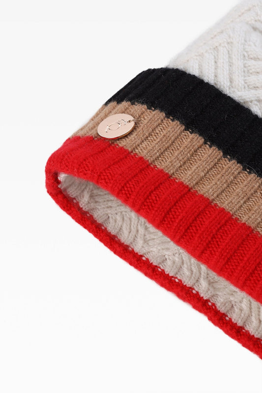 Andie Stripe Pom Hat - Real Fur