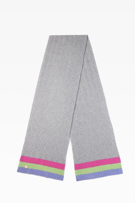 Andie Stripe Cashmere Scarf in Grey Mix