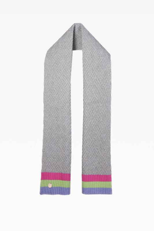 Andie Stripe Cashmere Scarf in Grey Mix