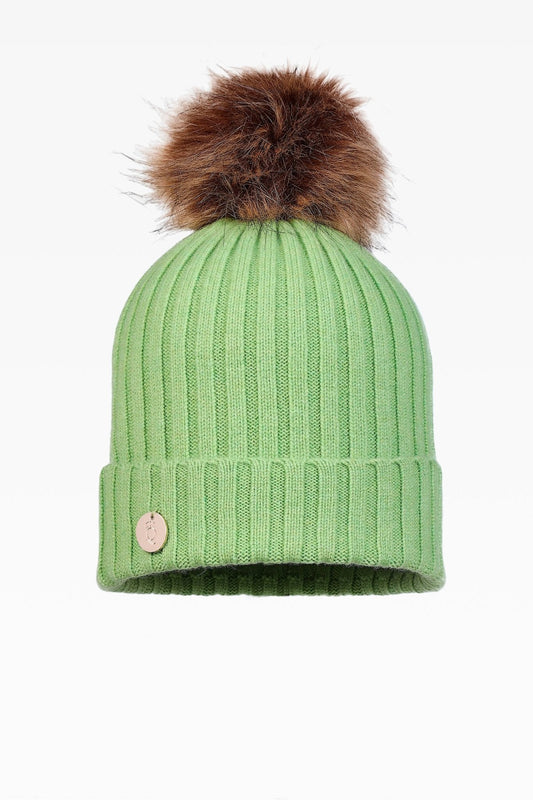 Ava Rib Pom Pom Hat - Faux Fur