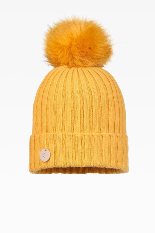 Ava Rib Pom Pom Hat - Faux Fur