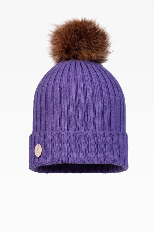 Ava Rib Pom Pom Hat - Faux Fur - Dunedin Cashmere