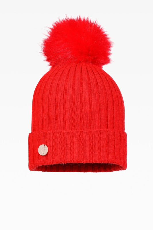 Ava Rib Pom Pom Hat - Faux Fur