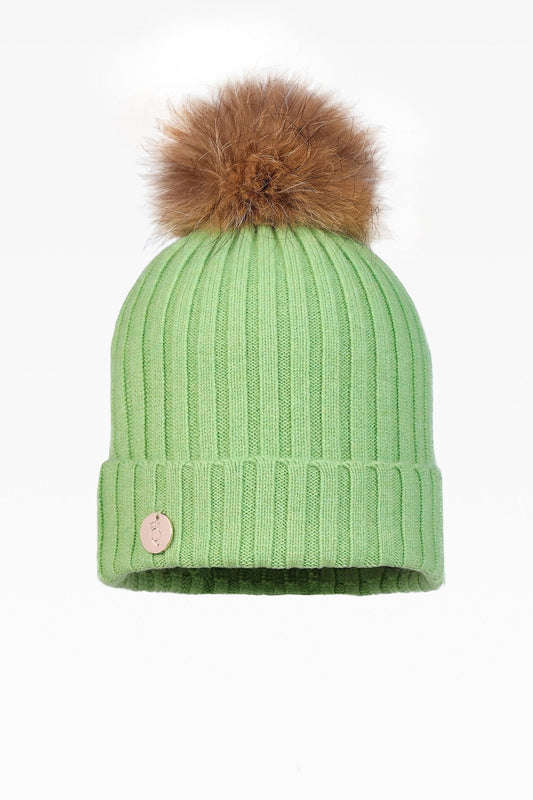 Ava Rib Pom Pom Hat - Real Fur