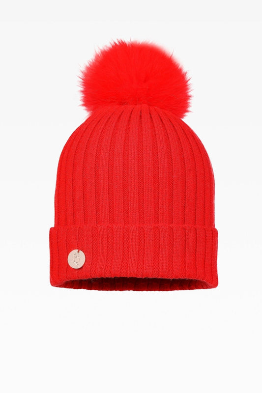 Ava Rib Pom Pom Hat - Real Fur