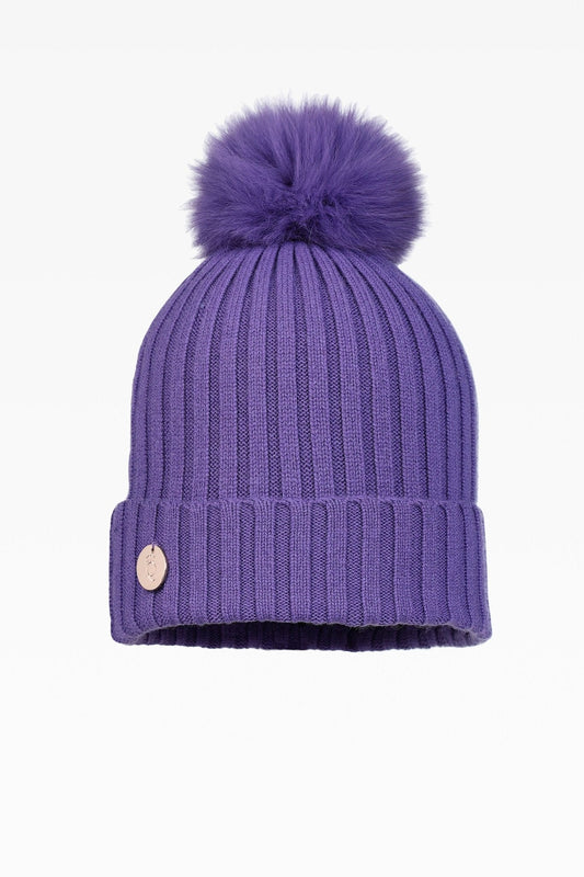 Ava Rib Pom Pom Hat - Real Fur