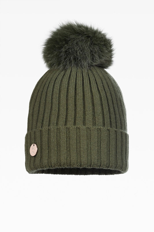 Ava Rib Pom Pom Hat - Real Fur