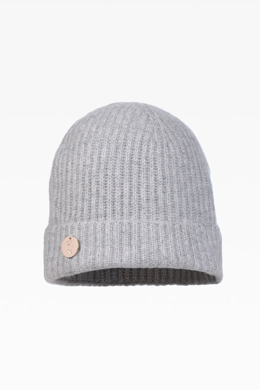 Bardot Ladies Cashmere Rib Turn-Up Hat in Silver Clay