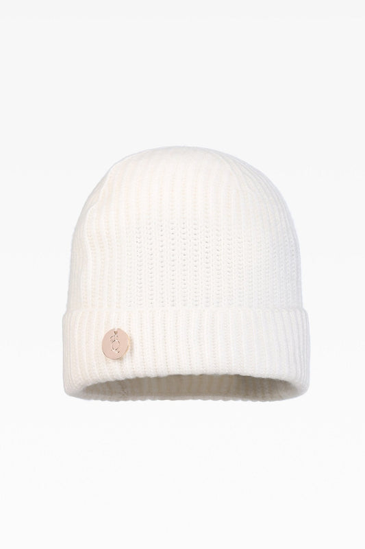 Bardot Ladies Cashmere Rib Turn-Up Hat in Cloud Dancer