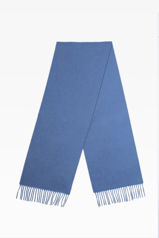 Blake Plain Arctic Blue Lambswool Scarf: Premium Winter Essential