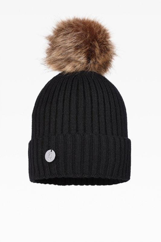 Charlie Rib Pom Pom Hat with Fleece Band - Faux Fur - Dunedin Cashmere