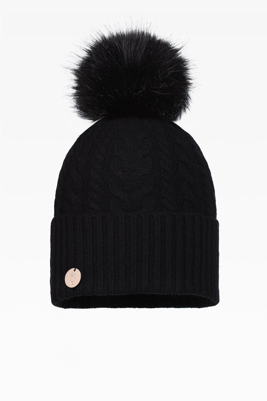 Eve Cable Pom Pom Hat - Faux Fur