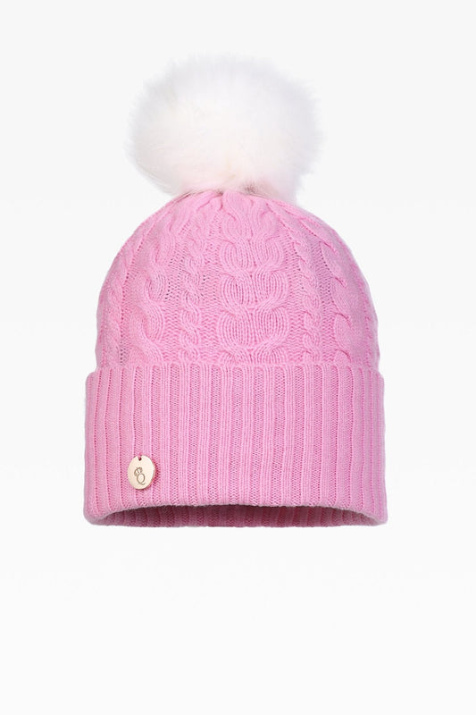 Eve Cable Pom Pom Hat - Faux Fur