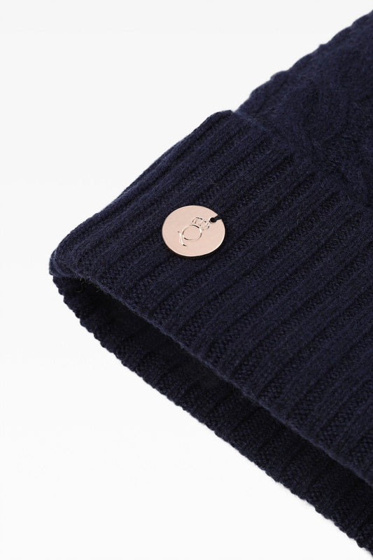Eve Cable Pom Pom Hat - Real Fur
