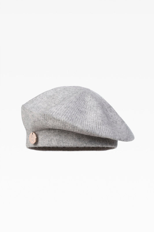 Florence Ladies Cashmere Beret Hat in Silver Clay: Elegance with a Parisian Flair