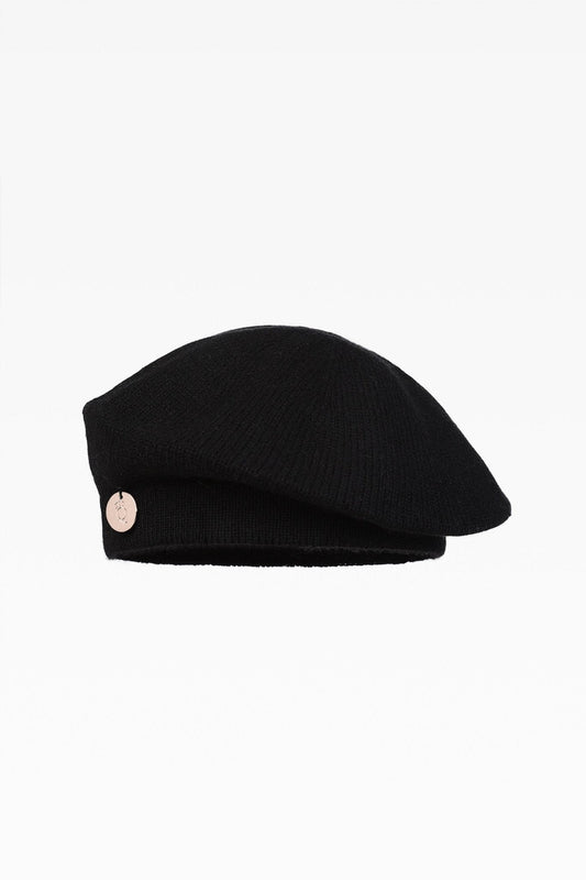 Florence Ladies Cashmere Beret Hat in Black: Elegance with a Parisian Flair
