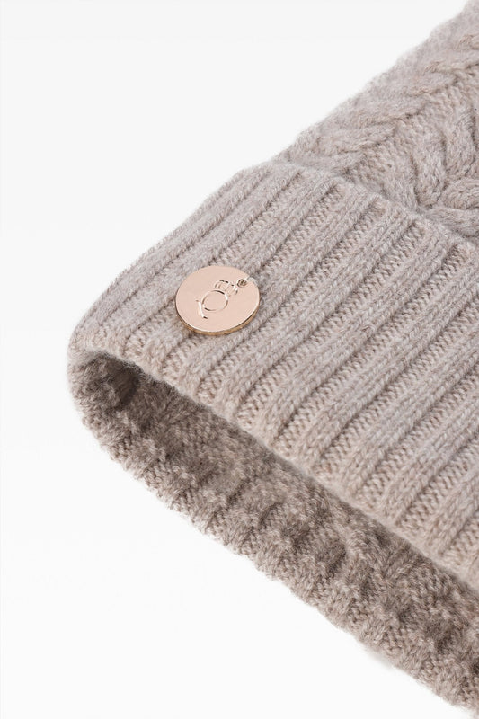 Georgie Cable Rib Pom Pom Hat - Faux Fur