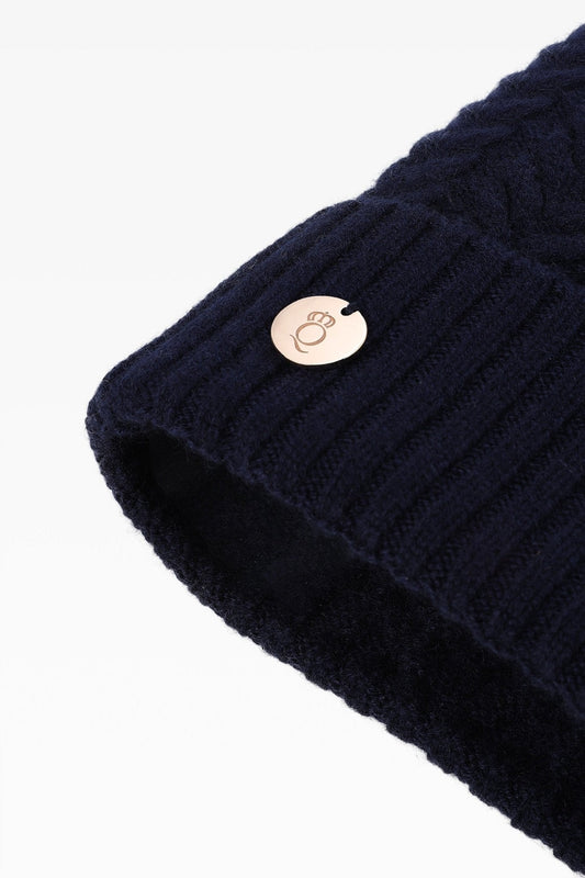 Georgie Cable Rib Pom Pom Hat - Faux Fur