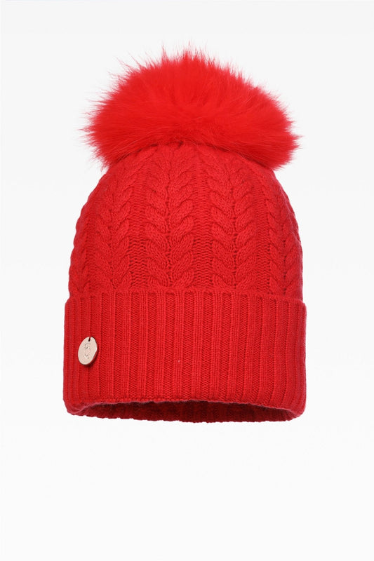 Georgie Cable Rib Pom Pom Hat - Real Fur