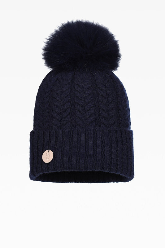 Georgie Cable Rib Pom Pom Hat - Real Fur