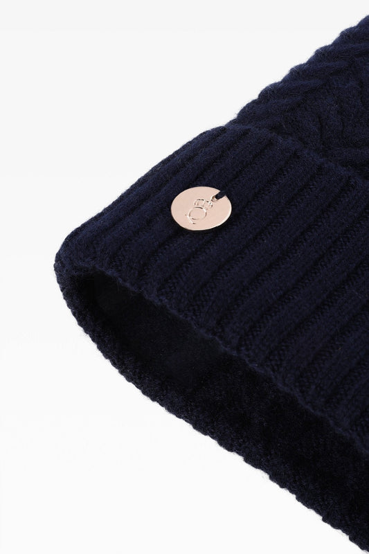 Georgie Cable Rib Pom Pom Hat - Real Fur