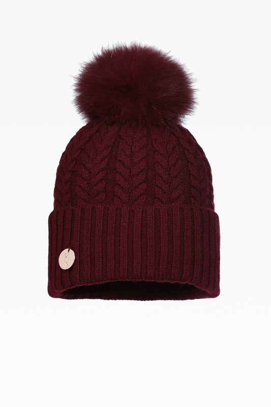 Georgie Cable Rib Pom Pom Hat - Real Fur