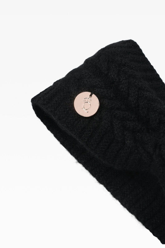 Georgie Ladies Cashmere Cable Headband in Black: Elegant Warmth
