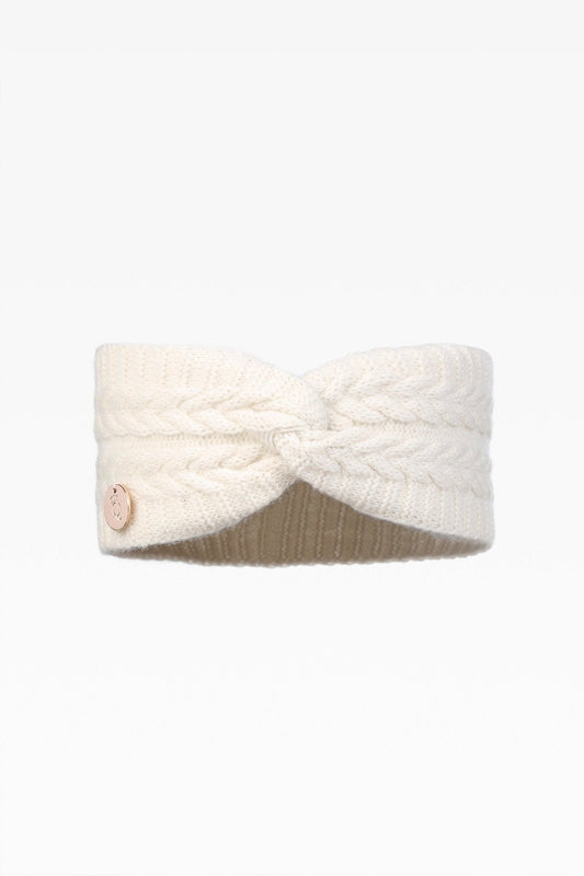 Georgie Ladies Cashmere Cable Headband in Cloud: Elegant Warmth