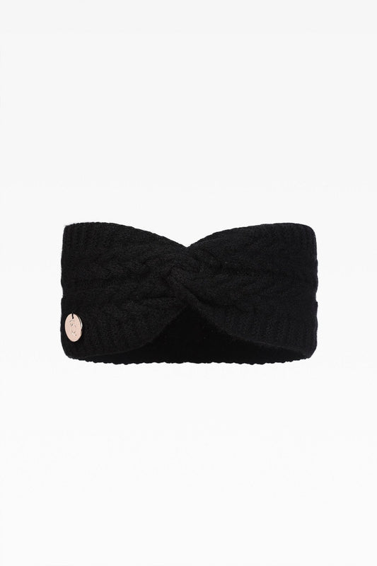 Georgie Ladies Cashmere Cable Headband in Black: Elegant Warmth