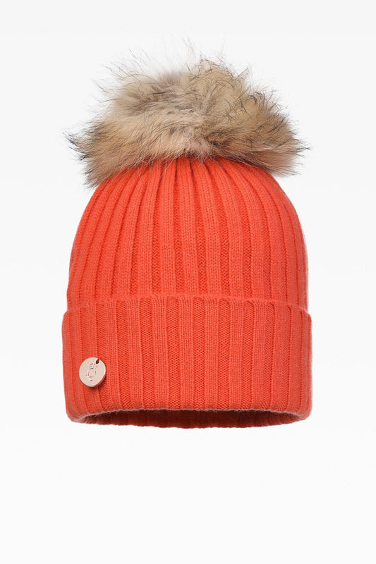 Hayley Rib Pom Pom Hat - Real Fur