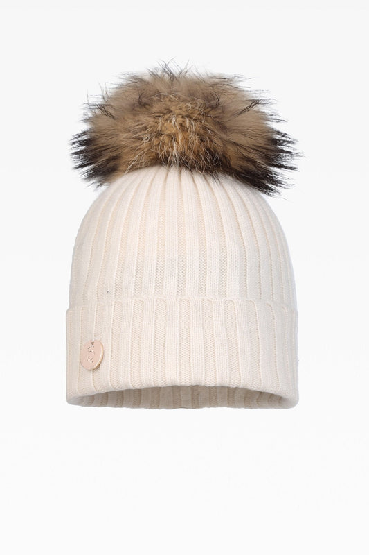 Hayley Rib Pom Pom Hat - Real Fur