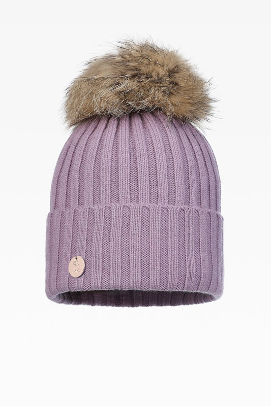 Hayley Rib Pom Pom Hat - Real Fur