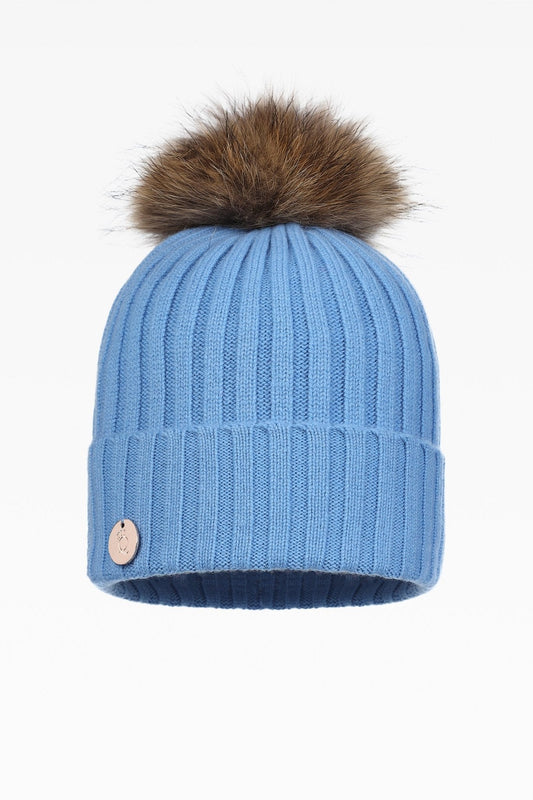 Hayley Rib Pom Pom Hat - Real Fur