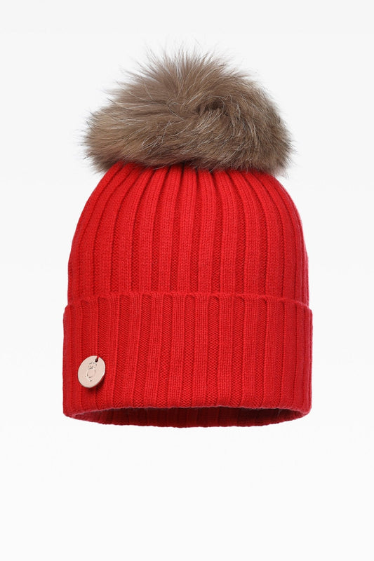 Hayley Rib Pom Pom Hat - Real Fur